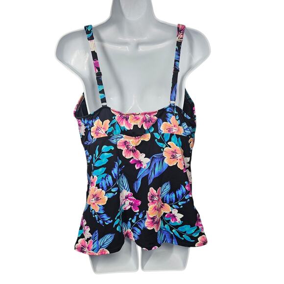 Lands' End Floral Wrap Underwire Tankini Top Size 14L - Picture 4 of 8